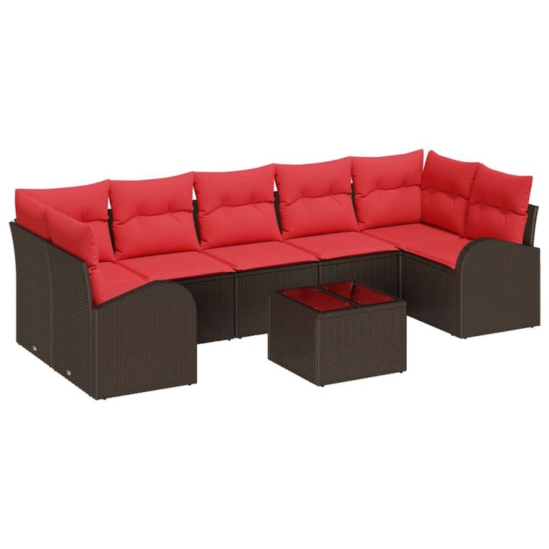 vidaXL Σετ Καναπέ Κήπου Καφέ και Κόκκινο 55 x 55 x 37 εκ