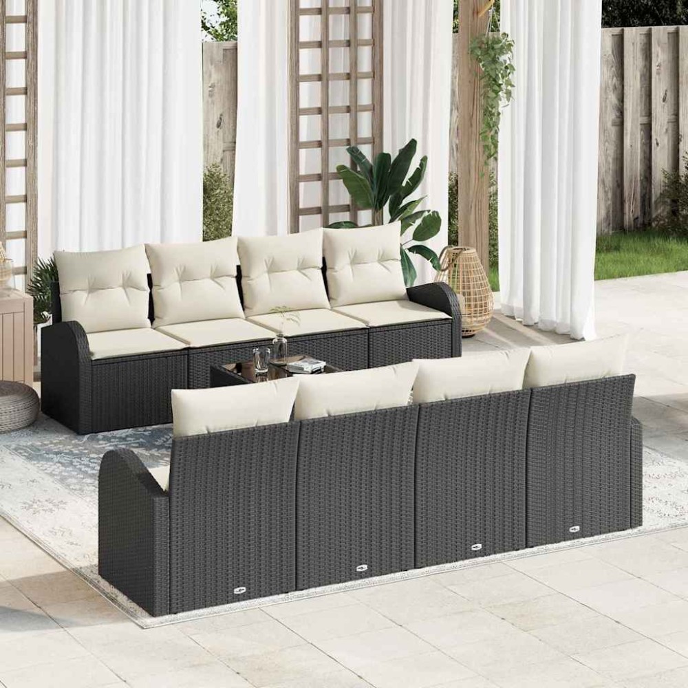 vidaXL Σετ Καναπέ Κήπου Μαύρο 55 x 55 x 37 εκ συνθετικό ρατάν