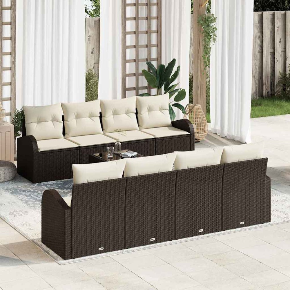 vidaXL Σετ Καναπέ Κήπου Καφέ 55 x 55 x 37 εκ συνθετικό ρατάν