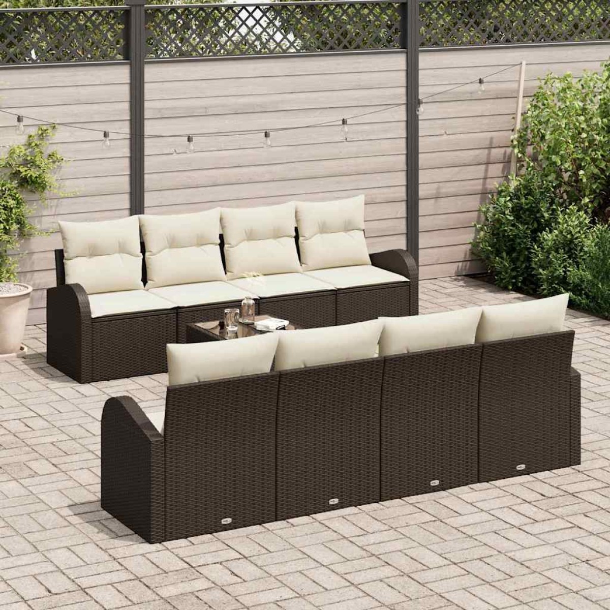 vidaXL Σετ Καναπέ Κήπου Καφέ 55 x 55 x 37 εκ συνθετικό ρατάν