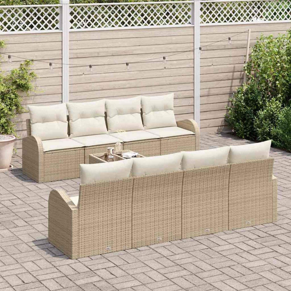 vidaXL Σετ Καναπέ Κήπου Μπεζ 55 x 55 x 37 εκ συνθετικό ρατάν