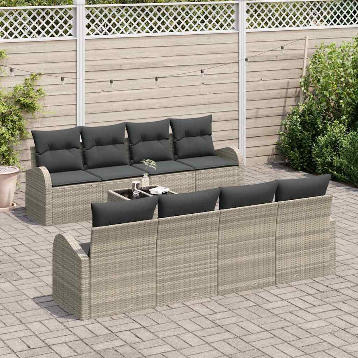 vidaXL Σετ Καναπέ Κήπου Ανοιχτό γκρι 55 x 55 x 37 εκ συνθετικό ρατάν