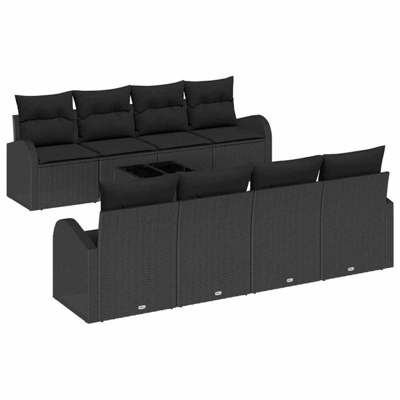 vidaXL Σετ Καναπέ Κήπου Μαύρο 55 x 55 x 37 εκ συνθετικό ρατάν