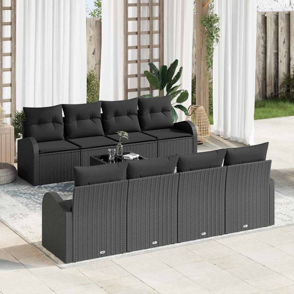vidaXL Σετ Καναπέ Κήπου Μαύρο 55 x 55 x 37 εκ συνθετικό ρατάν