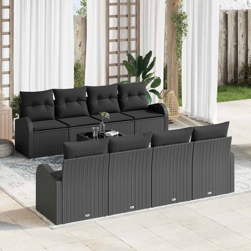 vidaXL Σετ Καναπέ Κήπου Μαύρο 55 x 55 x 37 εκ συνθετικό ρατάν