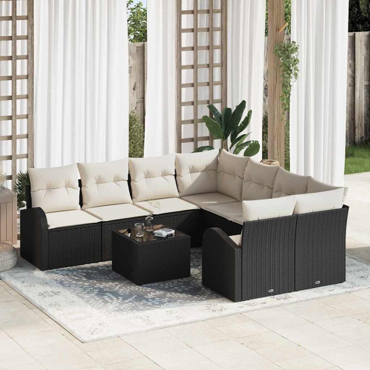 vidaXL Σετ Καναπέ Κήπου Μαύρο 55 x 55 x 37 εκ συνθετικό ρατάν