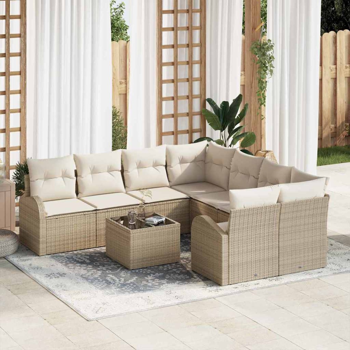 vidaXL Σετ Καναπέ Κήπου Μπεζ 55 x 55 x 37 εκ συνθετικό ρατάν