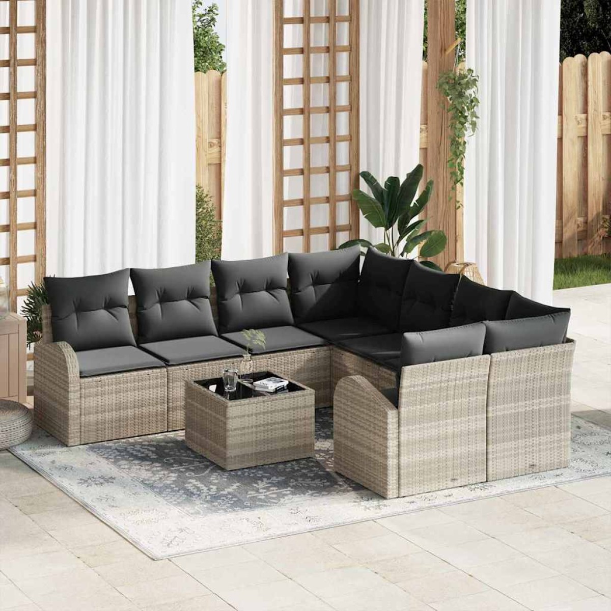 vidaXL Σετ Καναπέ Κήπου 55 x 55 x 37 εκ συνθετικό ρατάν