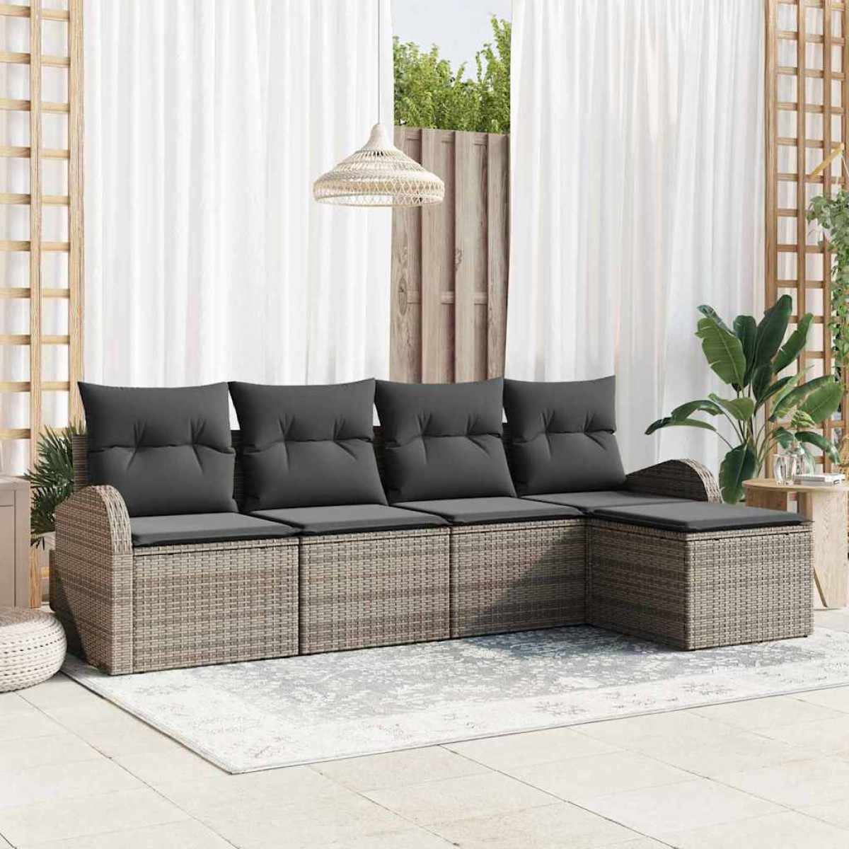 vidaXL Σετ Καναπέ Κήπου Γκρι συνθετικό ρατάν