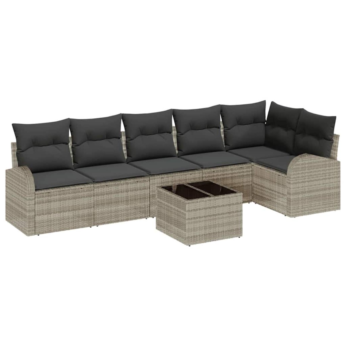 vidaXL Σετ Καναπέ Κήπου με μαξιλάρι 7 pcs Ανοιχτό γκρι Πολυ ράταν