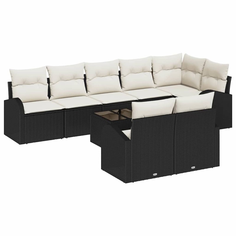 vidaXL Σετ Καναπέ Κήπου Μαύρο και Κρέμα 55 x 55 x 37 εκ