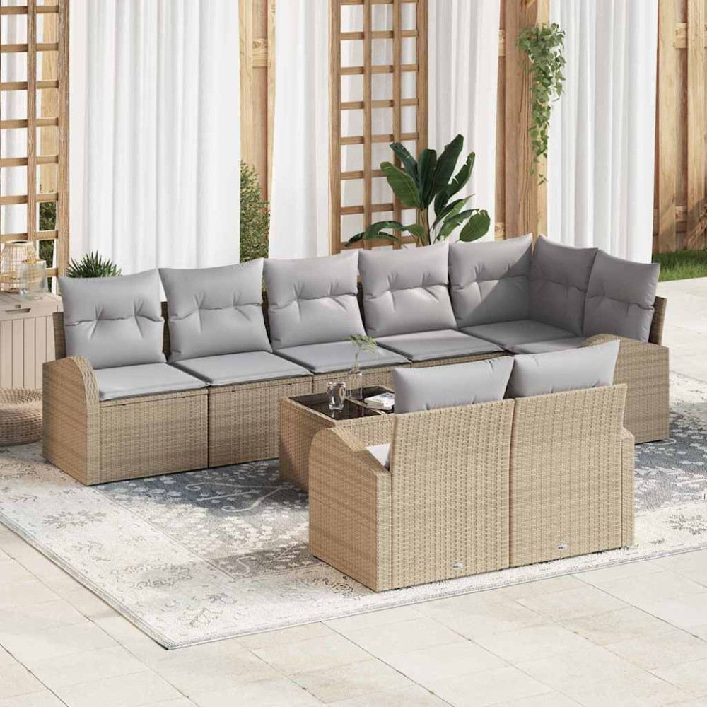 vidaXL Σετ Καναπέ Κήπου Μπεζ και Γκρι 55 x 55 x 37 εκ συνθετικό ρατάν