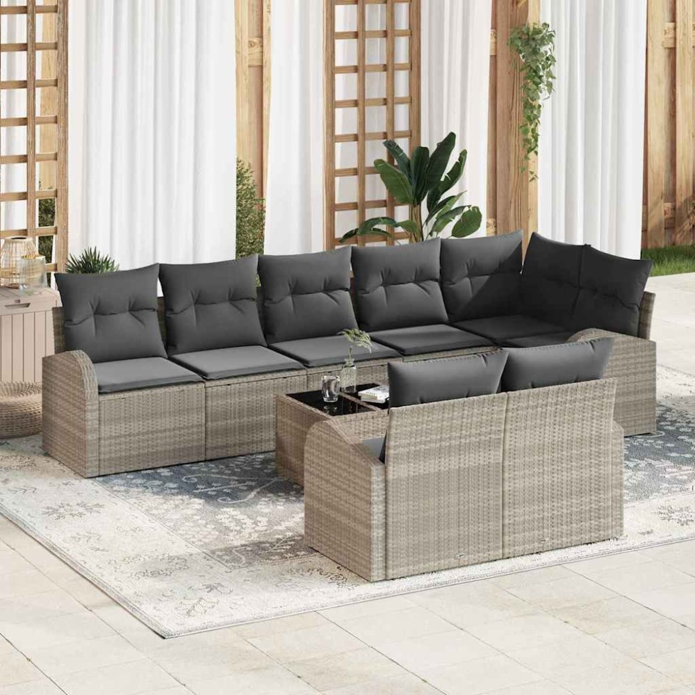 vidaXL Σετ Καναπέ Κήπου Ανοιχτό γκρι 55 x 55 x 37 εκ συνθετικό ρατάν
