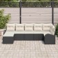 vidaXL Σετ Καναπέ Κήπου 7 τμχ. Μαύρο [Συνθετικό]: Πολυ Ρατάν