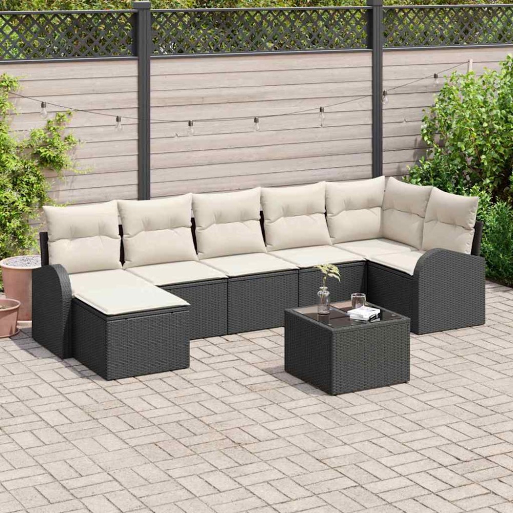 vidaXL Σετ Καναπέ Κήπου 8 τμχ. Μαύρο [Συνθετικό]: Πολυ Ρατάν