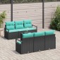vidaXL Σετ Καναπέ 7 τμχ. 6-Αριθμός καθισμάτων Μαύρο και Τυρκουάζ