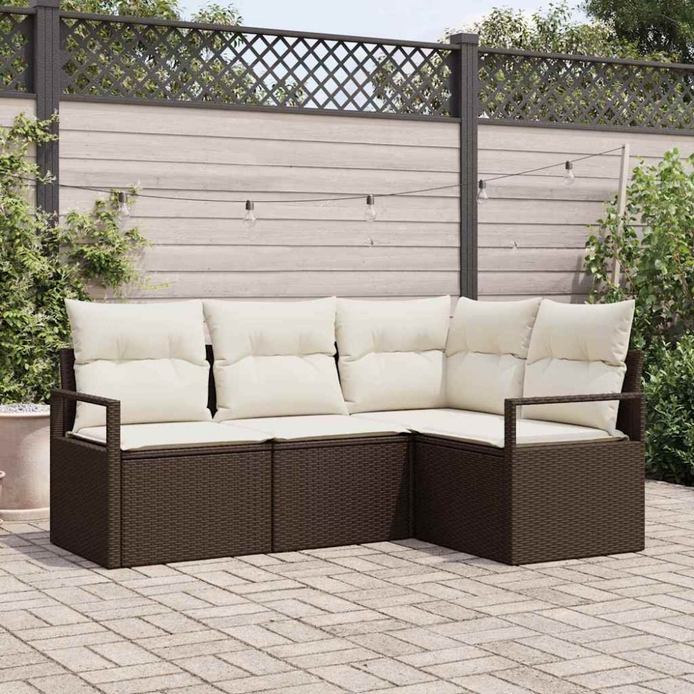 vidaXL Σετ Καναπέ 4 pcs Καφέ συνθετικό ρατάν