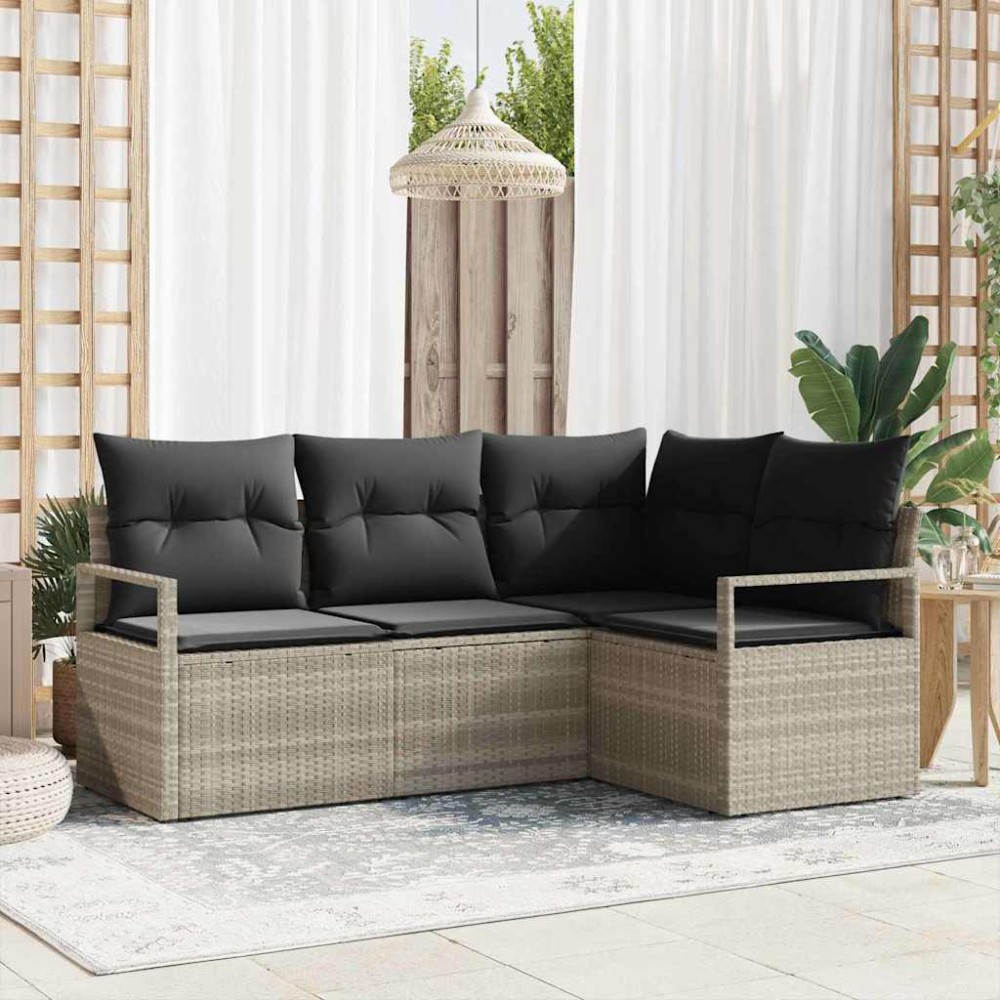 vidaXL Σετ Καναπέ 4 pcs Ανοιχτό γκρι συνθετικό ρατάν