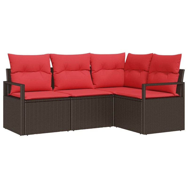 vidaXL Σετ Καναπέ 4 τμχ. Καφέ συνθετικό ρατάν