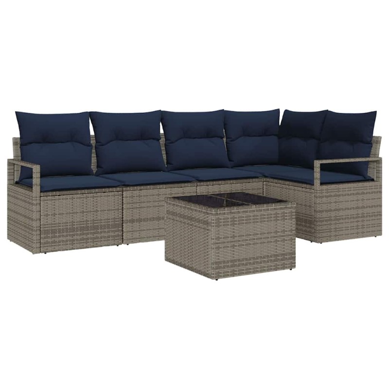 vidaXL Σετ Καναπέ 6 pcs Γκρι συνθετικό ρατάν