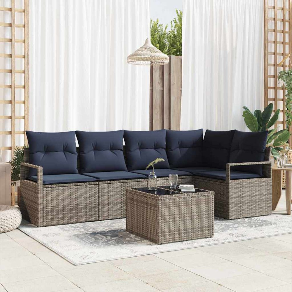 vidaXL Σετ Καναπέ 6 pcs Γκρι συνθετικό ρατάν