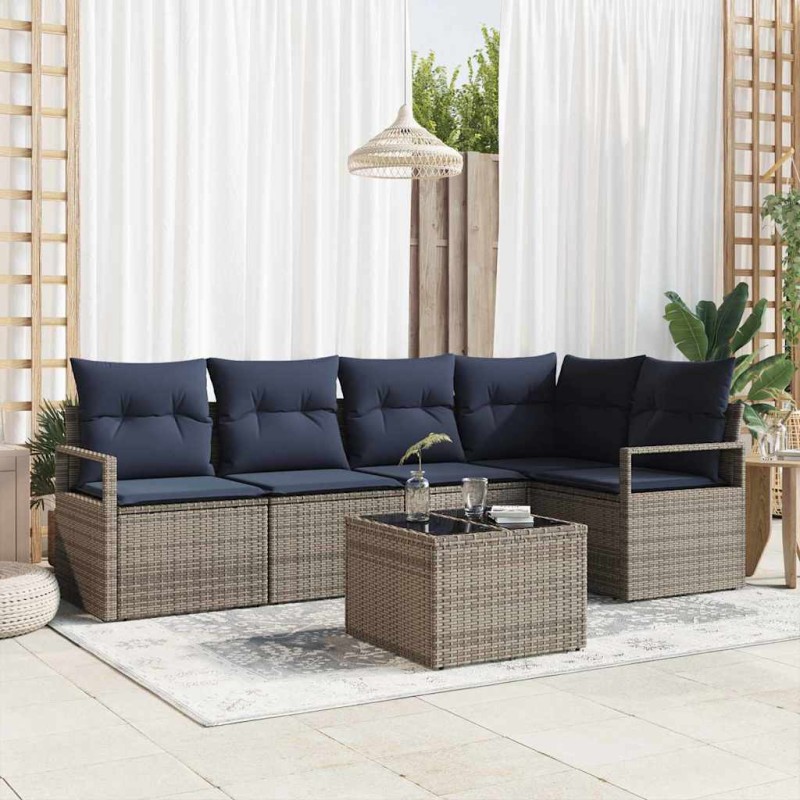 vidaXL Σετ Καναπέ 6 pcs Γκρι συνθετικό ρατάν
