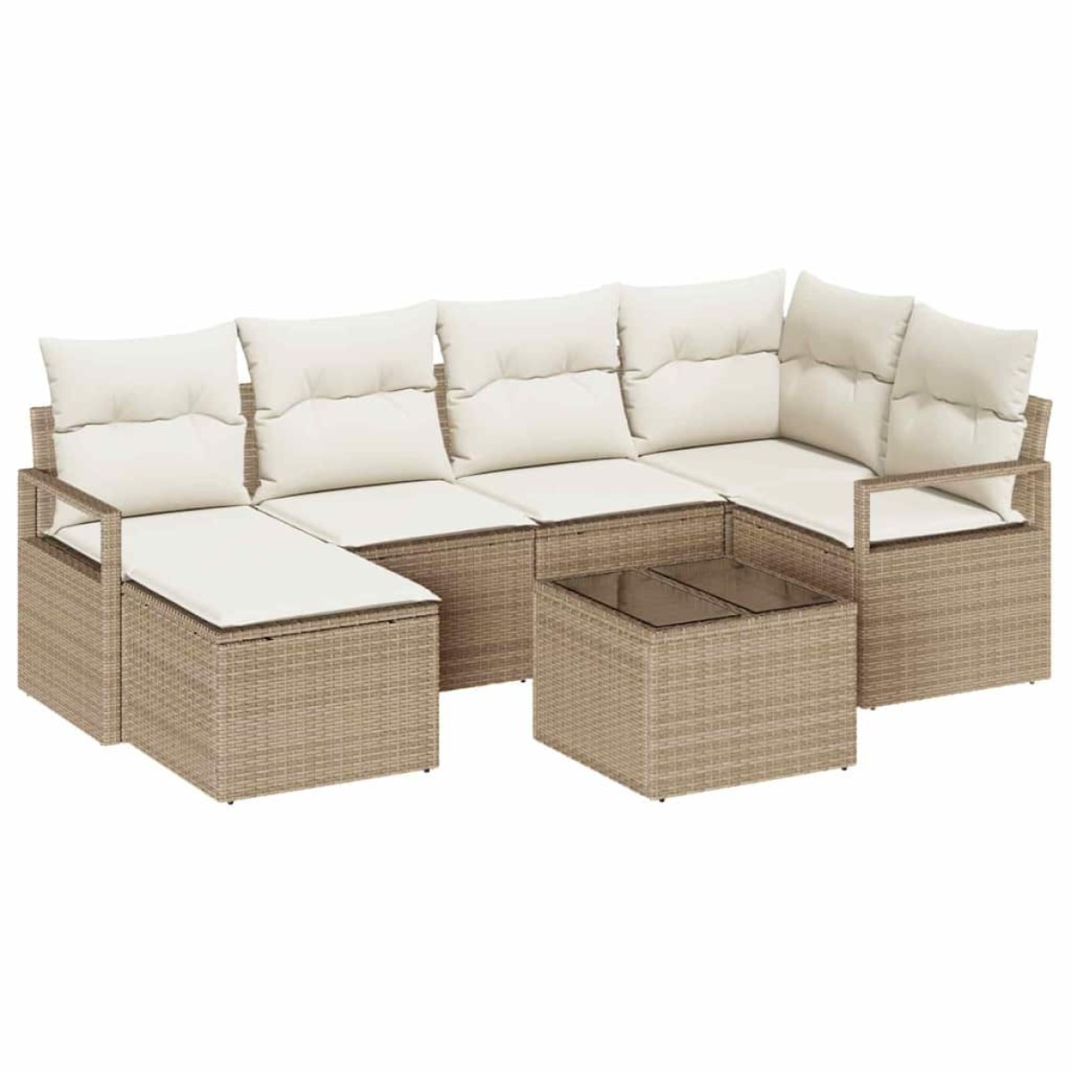 vidaXL Σετ Καναπέ 7 τμχ. Μπεζ συνθετικό ρατάν