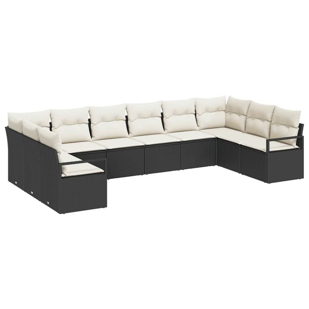 vidaXL Σετ Καναπέ 10 τμχ. Μαύρο συνθετικό ρατάν