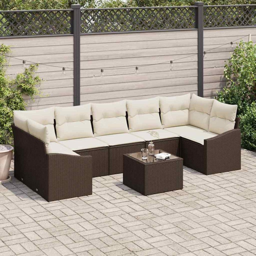 vidaXL Σετ Καναπέ Καφέ και Κρέμα 55 x 55 x 37 εκ συνθετικό ρατάν