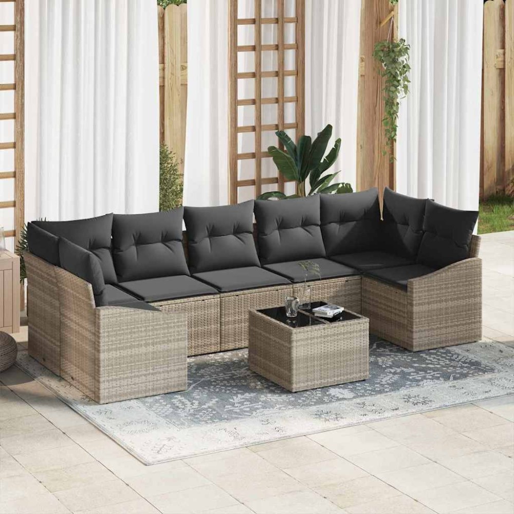 vidaXL Σετ Καναπέ Ανοιχτό γκρι 55 x 55 x 37 εκ συνθετικό ρατάν