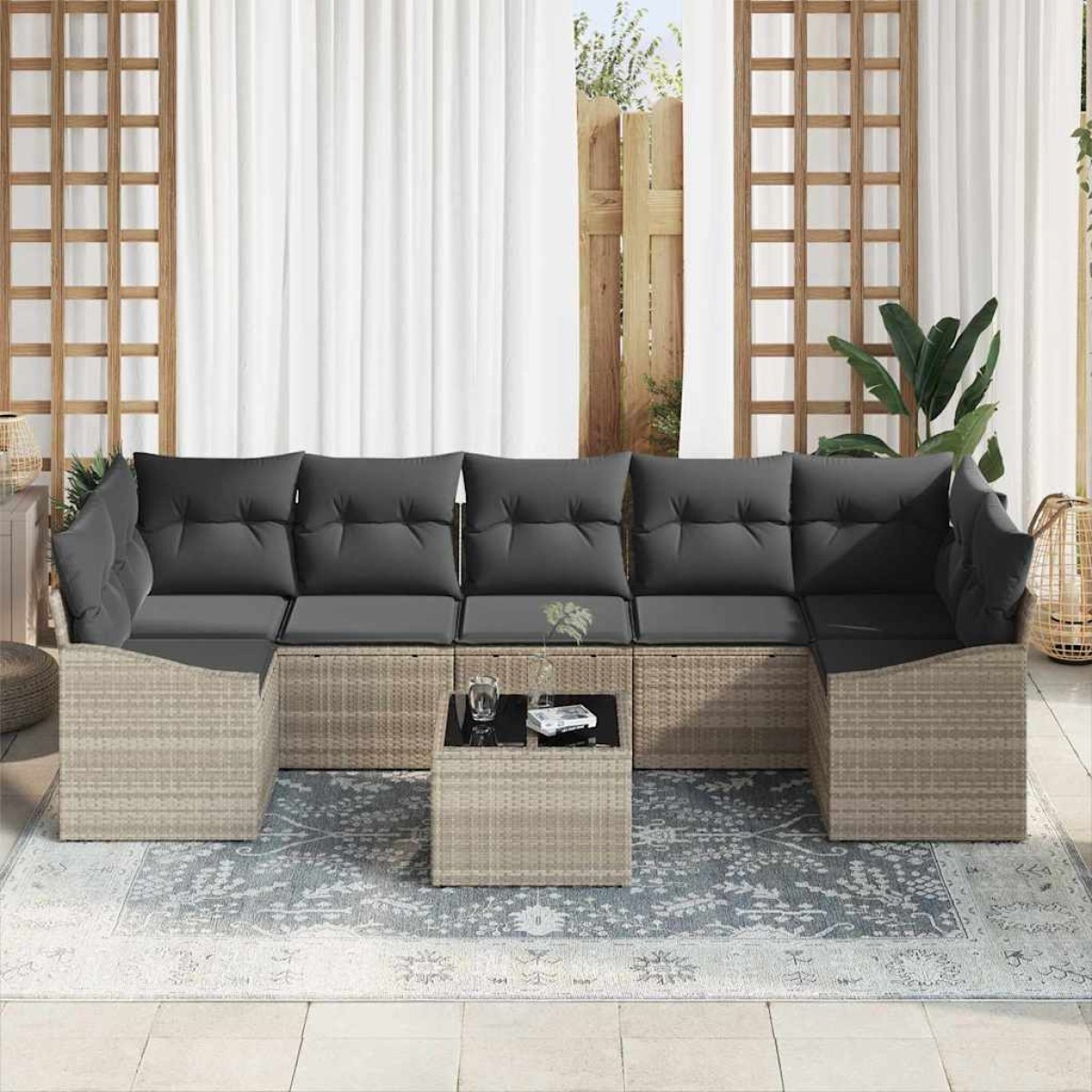 vidaXL Σετ Καναπέ Ανοιχτό γκρι 55 x 55 x 37 εκ συνθετικό ρατάν