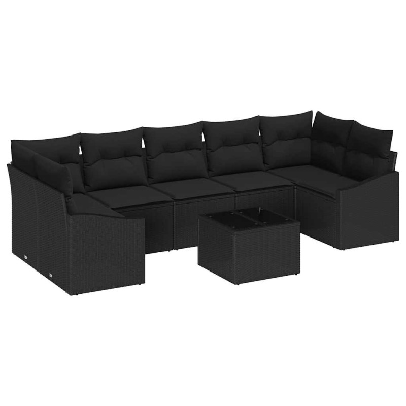 vidaXL Σετ Καναπέ με μαξιλάρι Μαύρο 55 x 55 x 37 εκ συνθετικό ρατάν