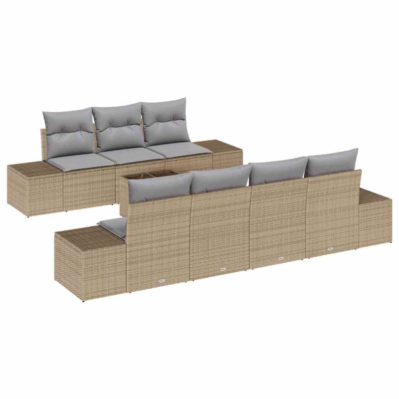 vidaXL Σετ Καναπέ Κήπου 8 τμχ. Μπεζ συνθετικό ρατάν