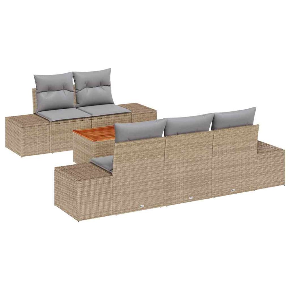 vidaXL Σετ Καναπέ Κήπου 6 τμχ. Μπεζ συνθετικό ρατάν