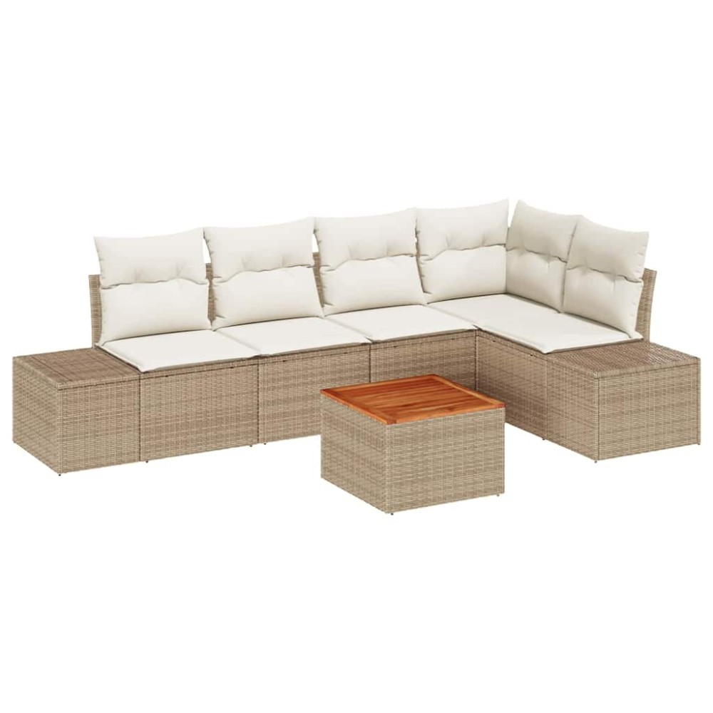 vidaXL Σετ Καναπέ Κήπου 6 τμχ. Μπεζ συνθετικό ρατάν