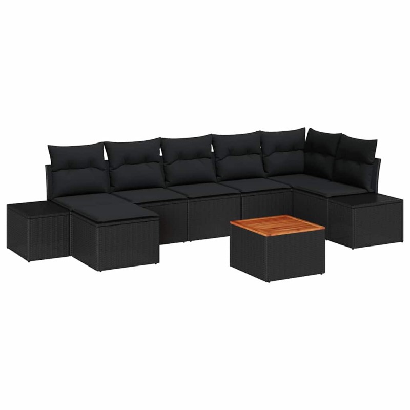 vidaXL Σετ Καναπέ Κήπου 8 τμχ. Μαύρο συνθετικό ρατάν