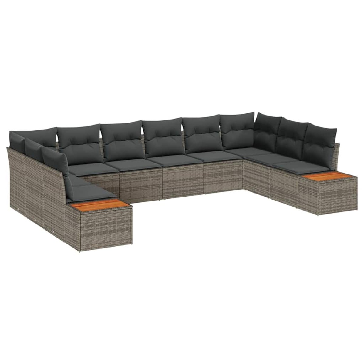 vidaXL Σετ Καναπέ Κήπου 10 τμχ. Γκρι Πολυ ράταν