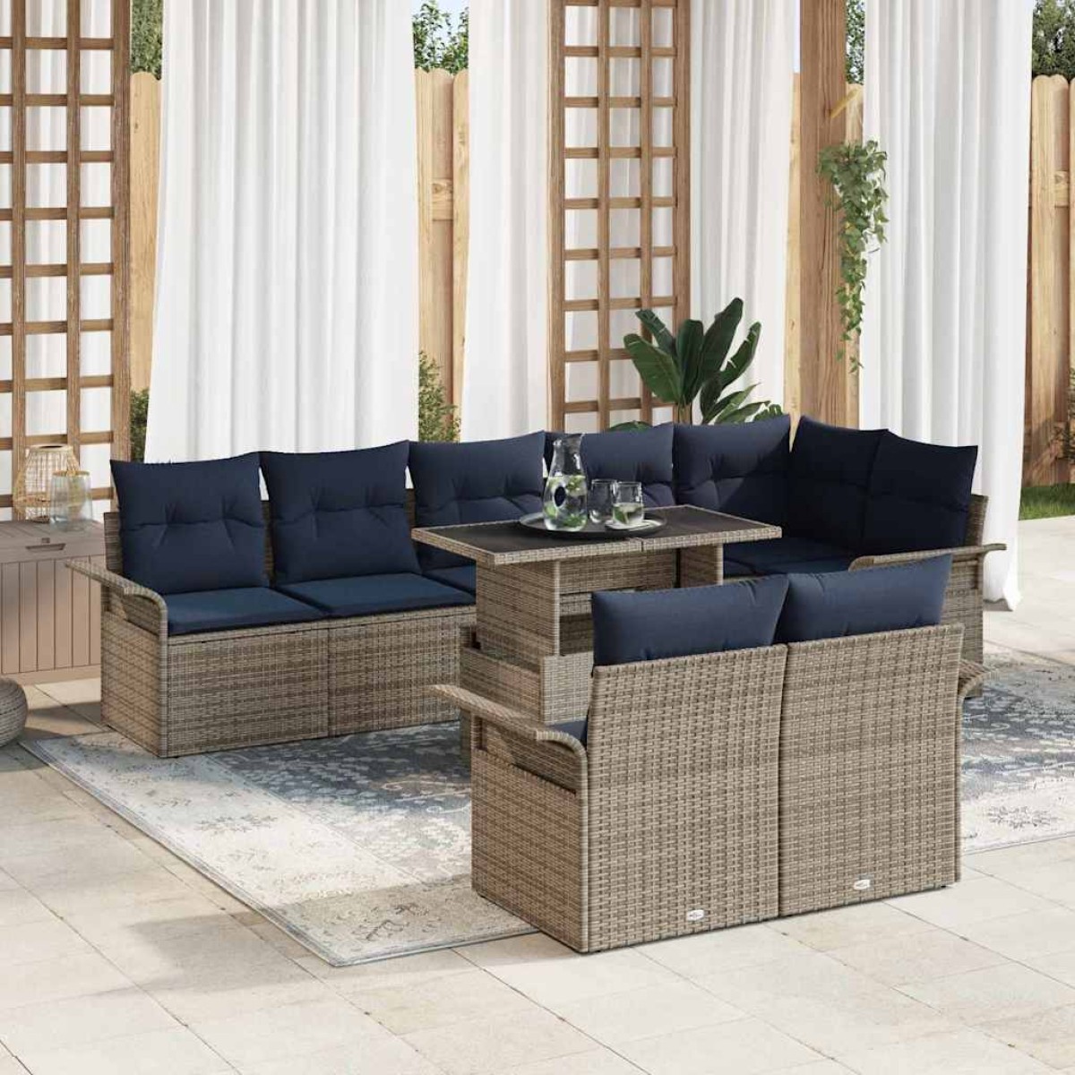 vidaXL Σετ Καναπέ Κήπου 9 τμχ. Γκρι Πολυ ράταν