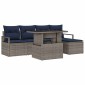 vidaXL Σετ Καναπέ Κήπου 6 τμχ. Γκρι και Navy Blue συνθετικό ρατάν