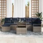 vidaXL Σετ Καναπέ Κήπου 8 τμχ. Γκρι και Navy Blue συνθετικό ρατάν