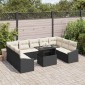 vidaXL Σετ Καναπέ 10 τμχ. Μαύρο και Κρέμα συνθετικό ρατάν
