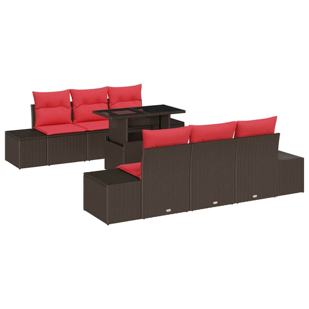 vidaXL Σετ Καναπέ 7 τμχ. 6-Αριθμός καθισμάτων Καφέ και Κόκκινο