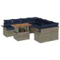 vidaXL Σετ Καναπέ Κήπου 9 τμχ. Γκρι και Navy Blue συνθετικό ρατάν