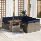vidaXL Σετ Καναπέ Κήπου 9 τμχ. Γκρι και Navy Blue συνθετικό ρατάν