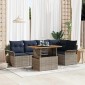 vidaXL Σετ Καναπέ Κήπου 6 τμχ. Γκρι και Navy Blue συνθετικό ρατάν