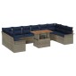 vidaXL Σετ Καναπέ Κήπου 11 τμχ. Γκρι και Navy Blue συνθετικό ρατάν