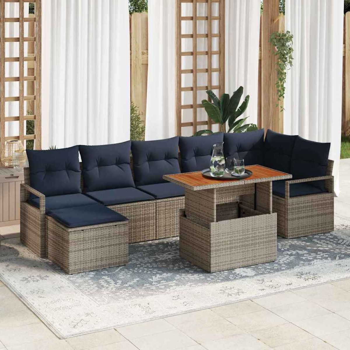 vidaXL Σετ Καναπέ Κήπου 8 τμχ. Γκρι συνθετικό ρατάν