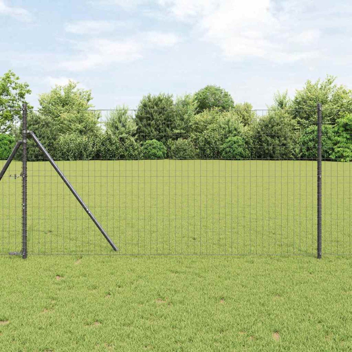 vidaXL Ευρωπαϊκή Στήριξη Φράχτη 25 x 1 m PVC-Επικαλυμμένο Ατσάλι Γκρι