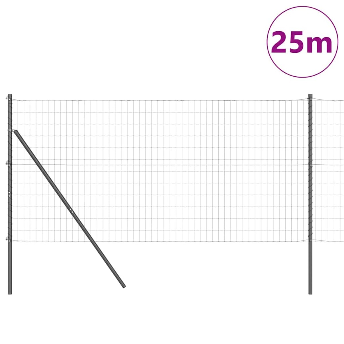 vidaXL Ευρωπαϊκή Στήριξη Φράχτη 25 x 1 m PVC-Επικαλυμμένο Ατσάλι Γκρι