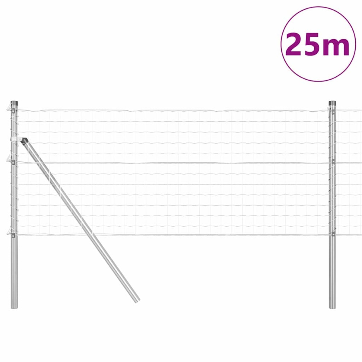 vidaXL Εξωτερικό Ευρωπαϊκό Φράχτη Στήριξης 25 x 0,4 m Ασημί Δίχτυ
